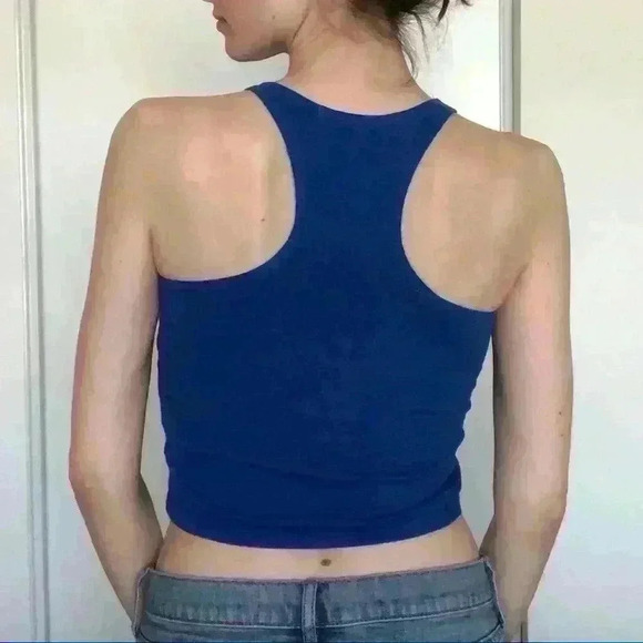 Ardene Blue Geometric  Triangle Handmade Ink Art to Wear Print Tank Top Small - Picture 7 of 10